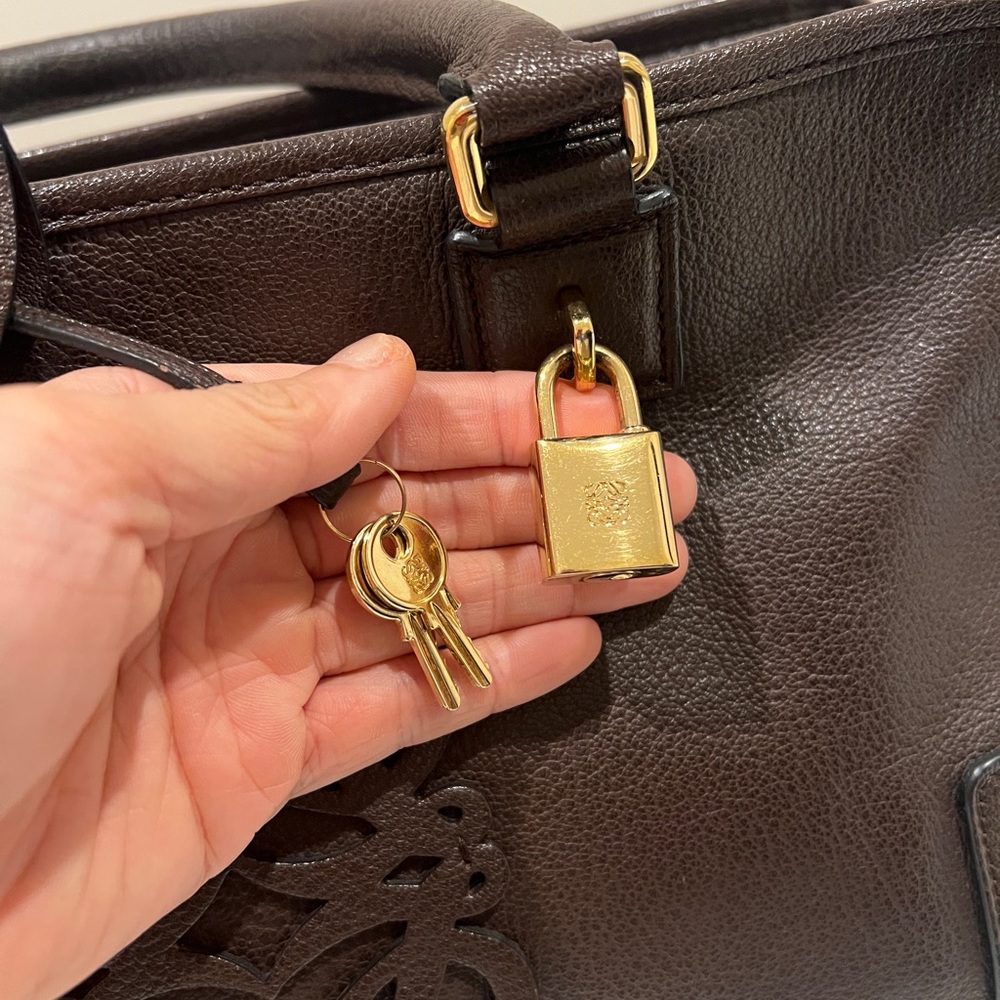 Loewe Amazona Leather Tote Bag in brown Dark Brown Leather - Picture 7 of 15